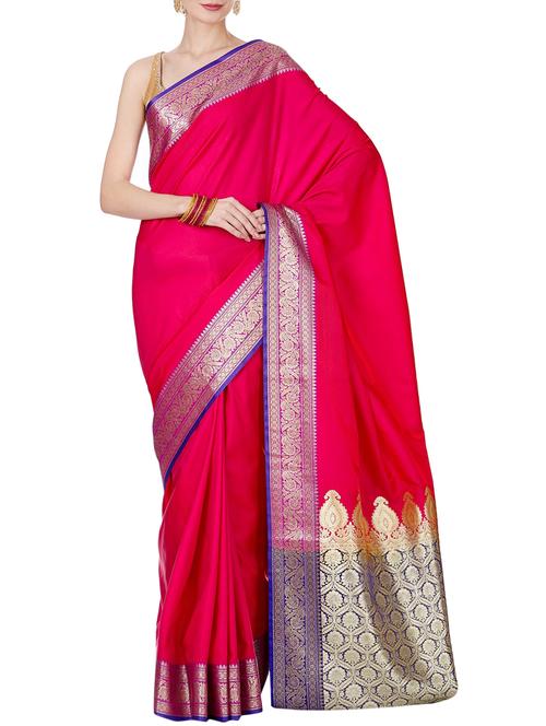 self design banarasi saree with blouse - 15909375 - Very Small Image - 1