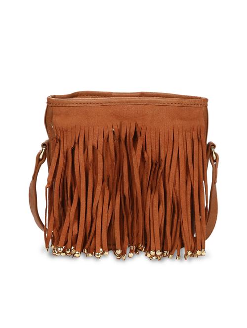 tan leatherette (pu) sling bag - 15909769 - Very Small Image - 1