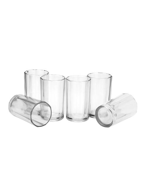 lakshya self designer white transparent multi purpose beverage tumbler drinking glass set (set of six) b15 - 15909792 - Very Small Image - 1
