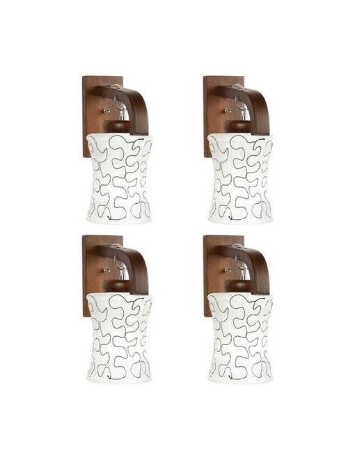 lakshya colorful decortive scone glass wall lamp light with stylish wooden fitting(set of four) dx13 - 15910376 - Very Small Image - 1