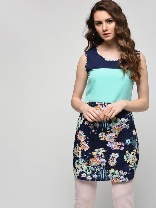 cut out detail floral shift dress - 15911115 - Very Small Image - 1