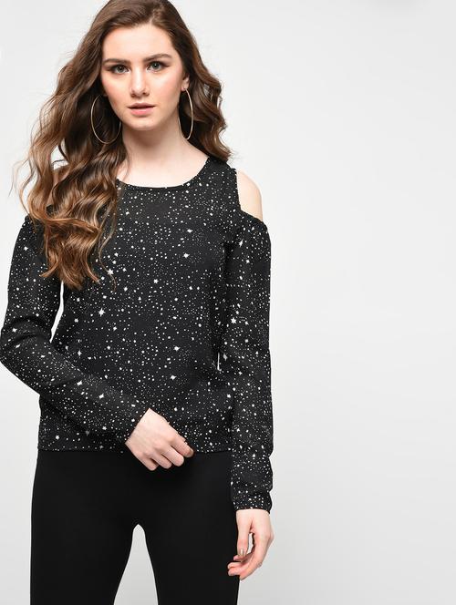 cold shoulder star print top - 15911121 - Very Small Image - 1
