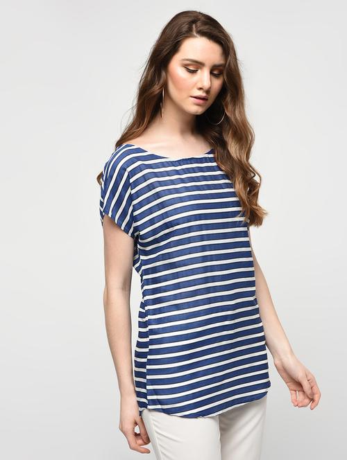 curved hem striped top - 15911129 - Very Small Image - 1
