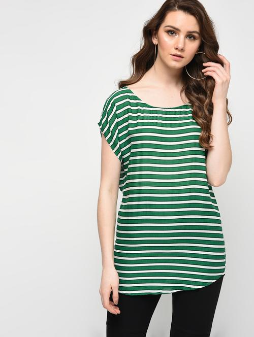 curved hem striped top - 15911130 - Very Small Image - 1