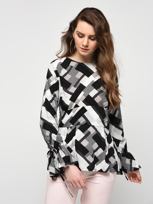 cut out tie back geometric top - 15911131 - Very Small Image - 1