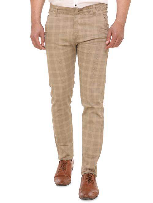 beige cotton flat front casual trouser - 15911156 - Very Small Image - 1