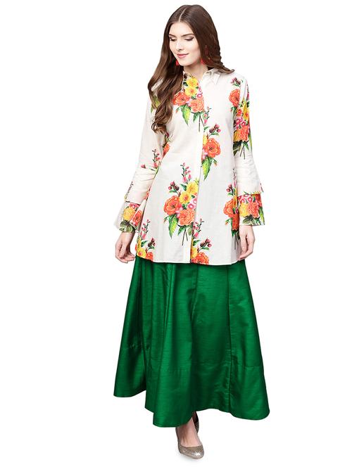 floral bell sleeved top with skirt set - 15911262 - Very Small Image - 1