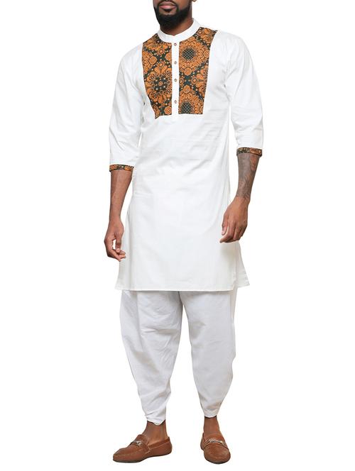 white cotton long kurta - 15911560 - Very Small Image - 1