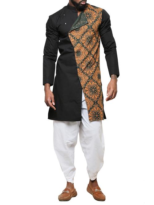 black cotton long kurta - 15911571 - Very Small Image - 1