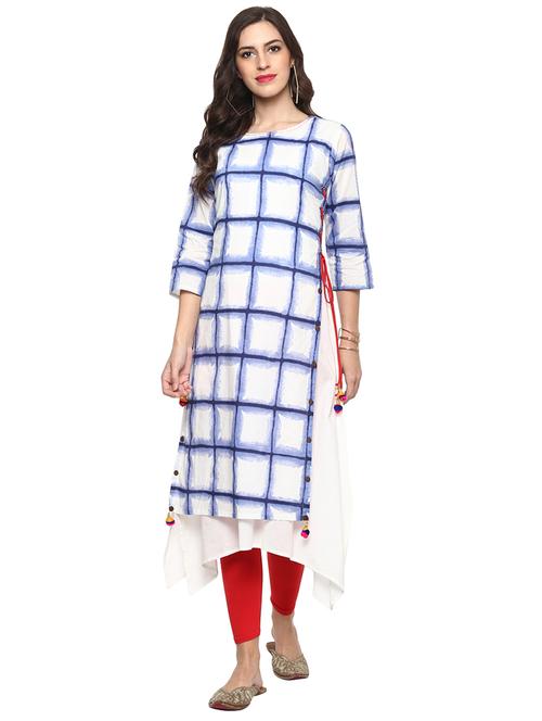 layered checkered kurta - 15911711 - Very Small Image - 1