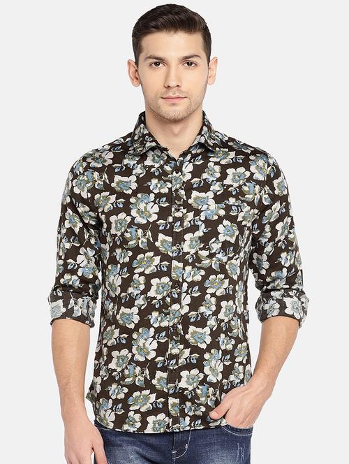 black floral printed casual shirt - 15912968 - Very Small Image - 1