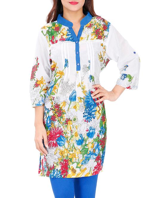 blue cotton aline kurti - 15913001 - Very Small Image - 1
