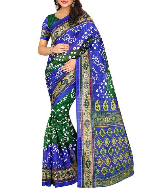 tie n dye printed saree with blouse - 15913341 - Very Small Image - 1