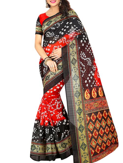 tie n dye printed saree with blouse - 15913343 - Very Small Image - 1