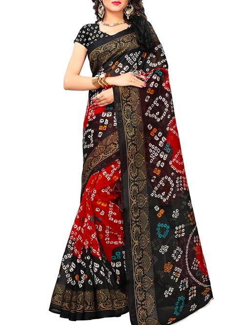tie n dye printed saree with blouse - 15913346 - Very Small Image - 1