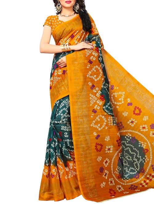 tie n dye printed saree with blouse - 15913348 - Very Small Image - 1