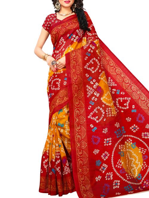 tie n dye printed saree with blouse - 15913349 - Very Small Image - 1