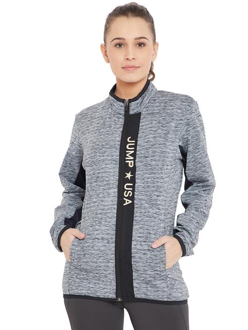 melange stand collar jacket - 15913775 - Very Small Image - 1