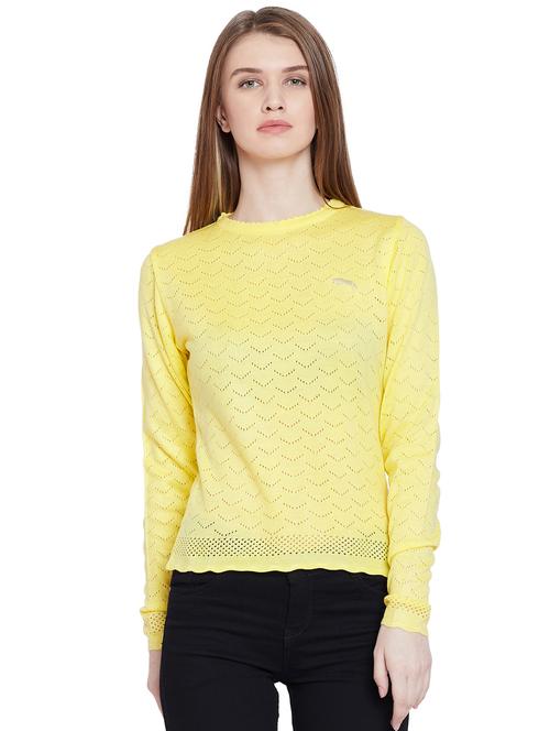 lemon yellow pointelle knitted pullover - 15913991 - Very Small Image - 1