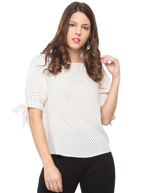 polka dotted tie up sleeved top - 15914616 - Very Small Image - 1