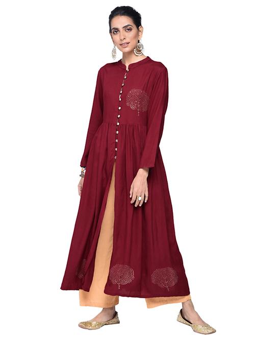 block print flared kurta - 15914637 - Very Small Image - 1