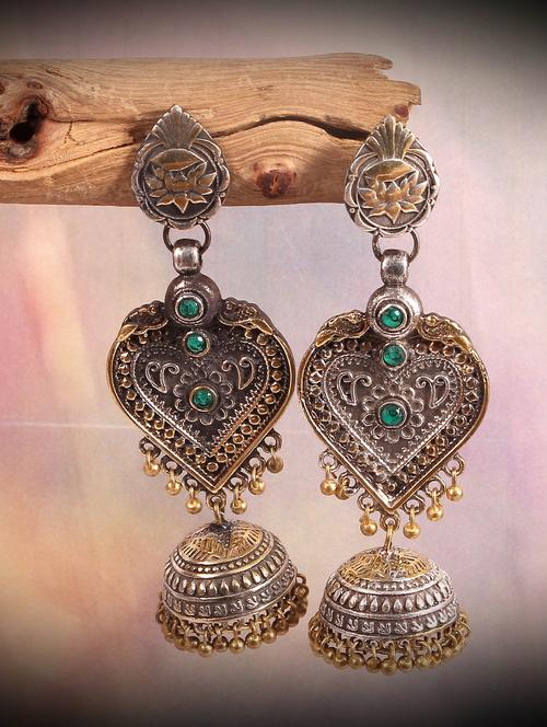 gold brass jhumka earring - 15916367 - Very Small Image - 1
