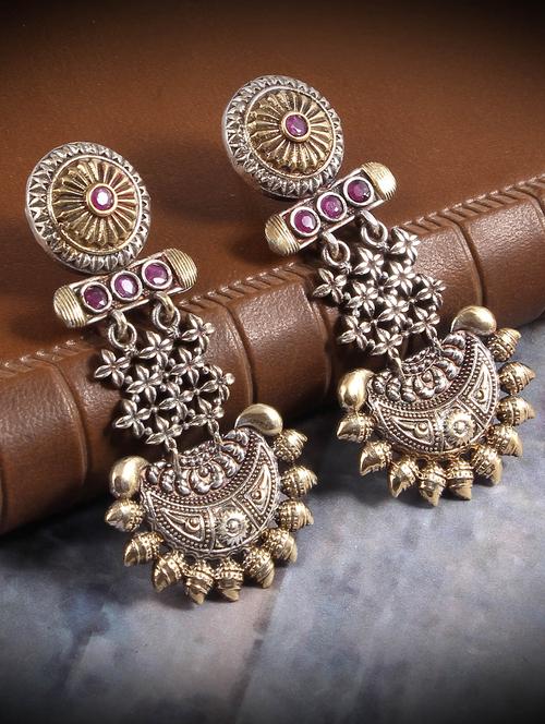 gold brass jhumka earring - 15916369 - Very Small Image - 1