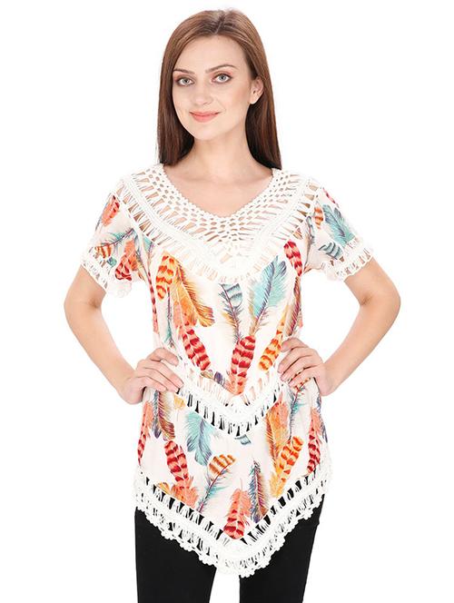 feather print crochet tunic - 15916442 - Very Small Image - 1
