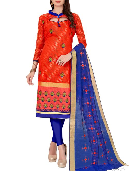 embroidered unstitched churidaar suit - 15916666 - Very Small Image - 1