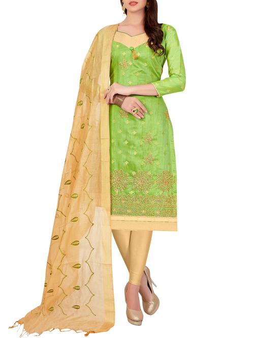 embroidered unstitched churidaar suit - 15916669 - Very Small Image - 1