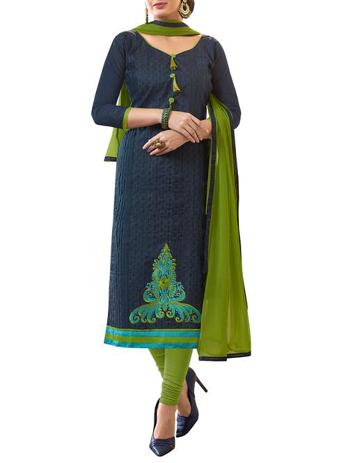 embroidered unstitched churidaar suit - 15916682 - Very Small Image - 1