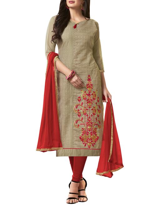 embroidered unstitched churidaar suit - 15916684 - Very Small Image - 1