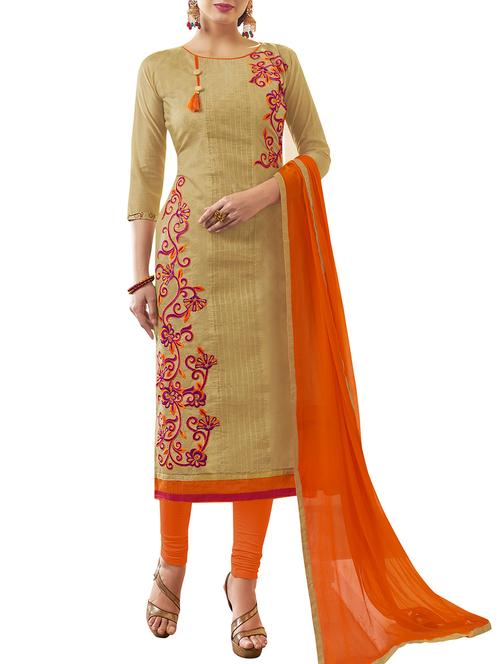 embroidered unstitched churidaar suit - 15916685 - Very Small Image - 1