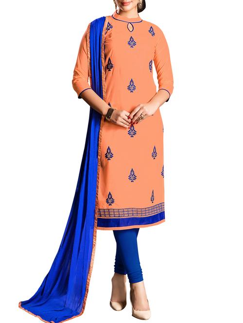 embroidered unstitched churidaar suit - 15916692 - Very Small Image - 1