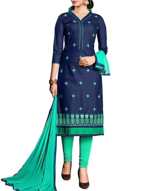 embroidered unstitched churidaar suit - 15916698 - Very Small Image - 1