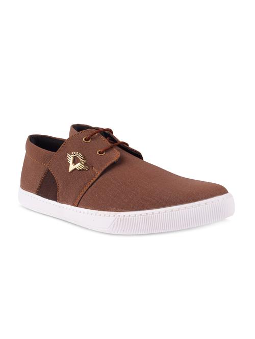 tan leatherette lace up sneakers - 15918214 - Very Small Image - 1