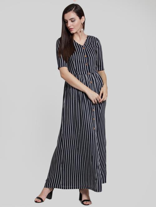 button up striped maxi dress - 15919025 - Very Small Image - 1