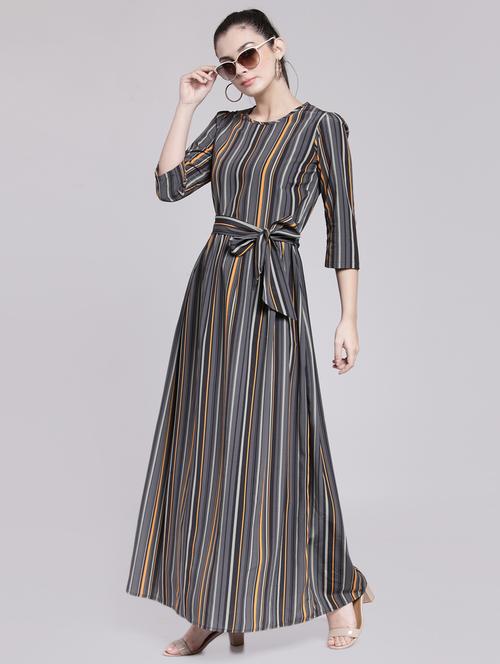 tie up waist striped maxi dress - 15919056 - Very Small Image - 1