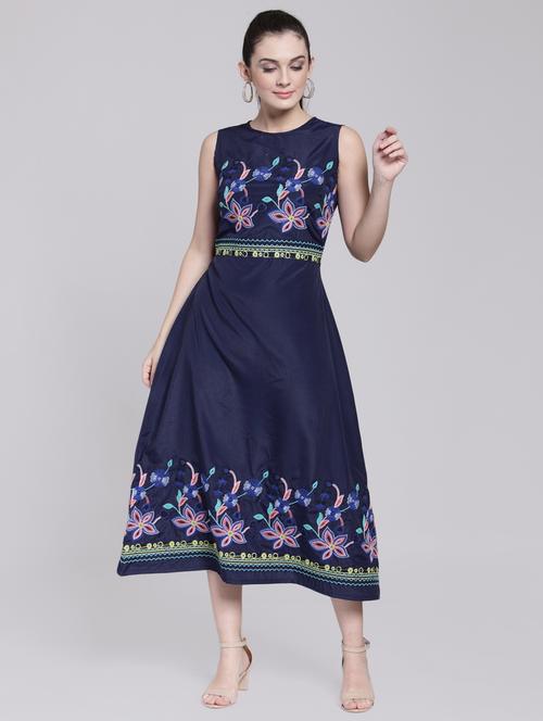 tie back embroidered a-line dress - 15919059 - Very Small Image - 1