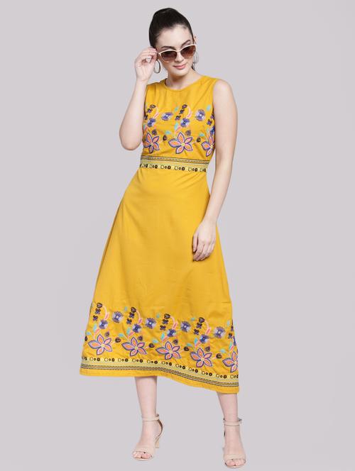 tie back embroidered a-line dress - 15919061 - Very Small Image - 1