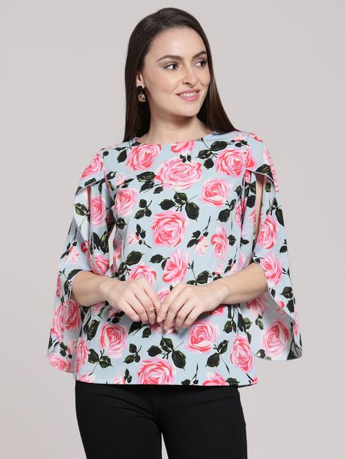 overlap sleeved floral top - 15919088 - Very Small Image - 1