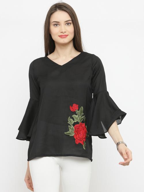 cut out back embroidered top - 15919096 - Very Small Image - 1