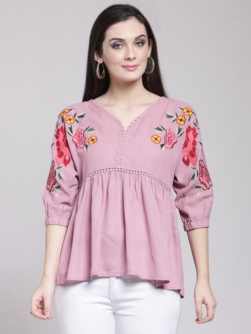 lace detail embroidered top - 15919105 - Very Small Image - 1