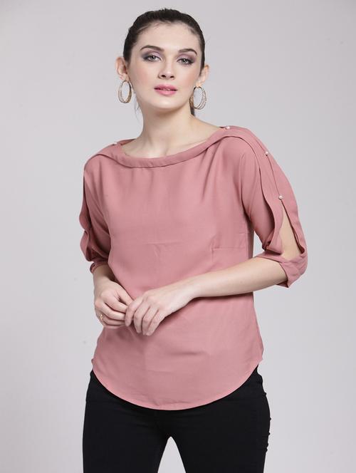 boat neck pearl embellished top - 15919119 - Very Small Image - 1