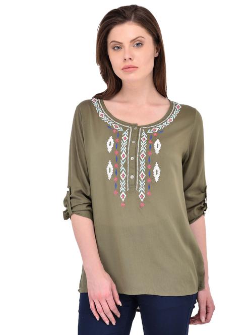 pleated back embroidered tunic - 15919477 - Very Small Image - 1