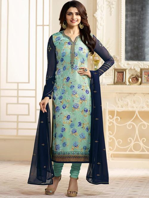 embroidered unstitched churidaar suit - 15919526 - Very Small Image - 1