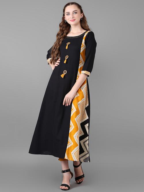 flared printed kurta with tassels - 15919660 - Very Small Image - 1