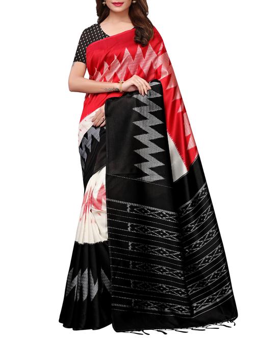 ikat printed black saree with blouse - 15919819 - Very Small Image - 1