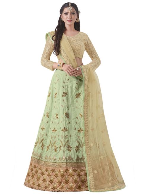 embroidered a-line lehenga - 15919843 - Very Small Image - 1