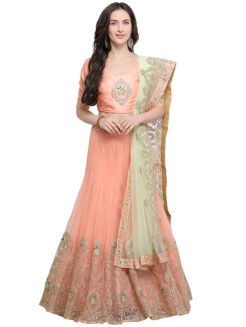 tonal embroidered a-line lehenga - 15919853 - Very Small Image - 1